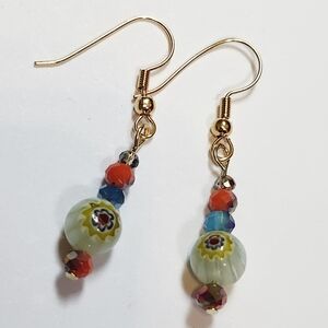 Colorful Floral Handmade Beaded Dangle Earrings